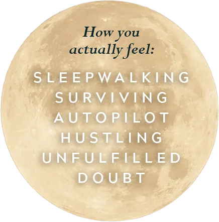 How you actually feel: sleepwalking, surviving, autopilot, hustling, unfulfilled, doubt